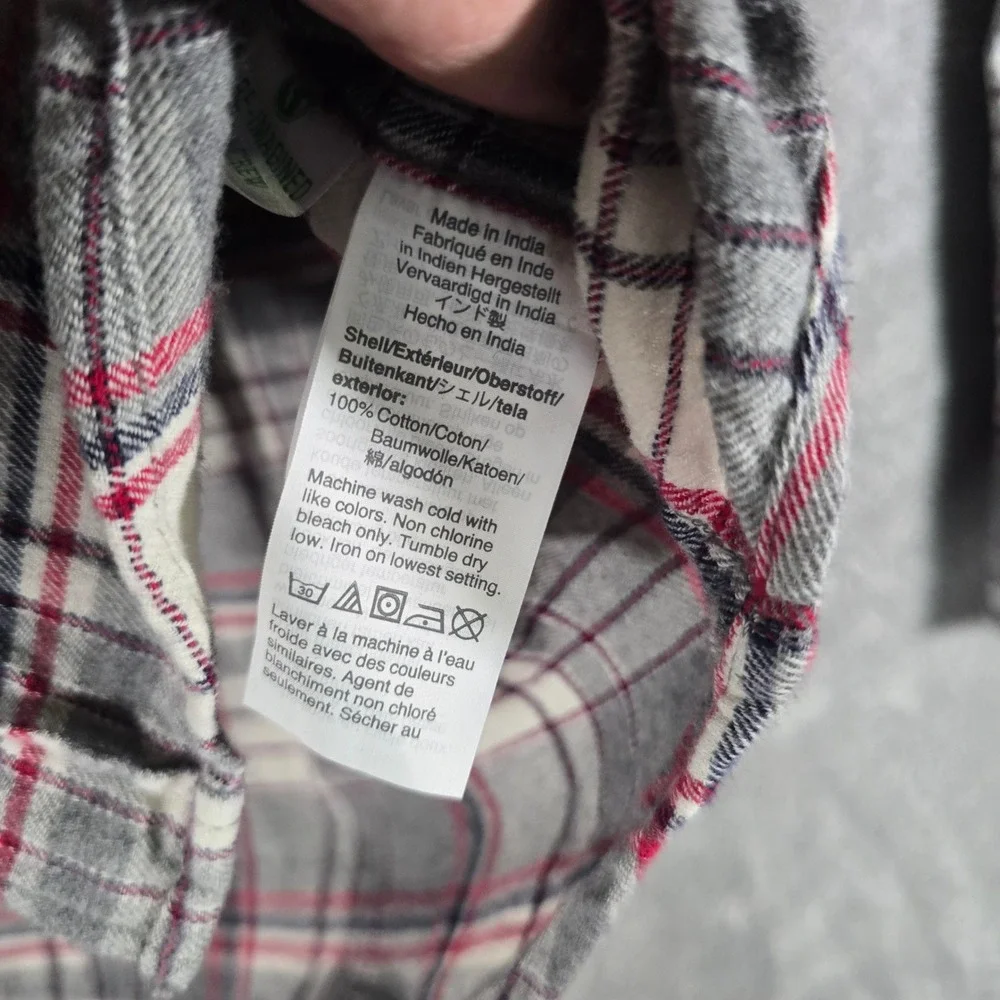 J.Crew Flannel Shirt Slim Fit Plaid Button Up Long Sleeve Gray‎ Red L